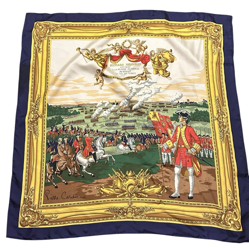 80 Vintage Pierre Cardin Paris Silk Scarf Captain Hennessy Print
